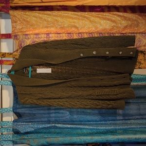 Olive green 525 cable knit cardigan